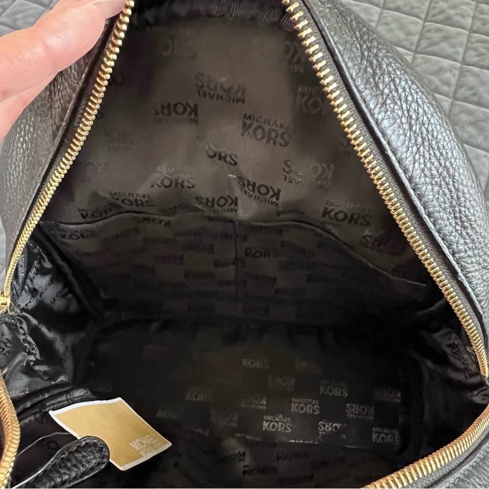 Michael Kors Backpack Women Studded Leather Backpack Black Gold Medium - Picture 12 of 13